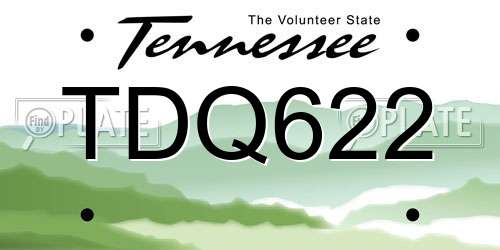 TDQ622 Tennessee License Plate