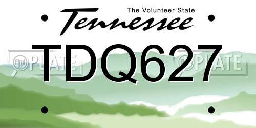 TDQ627 Tennessee License Plate