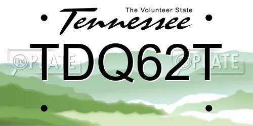 TDQ62T Tennessee License Plate