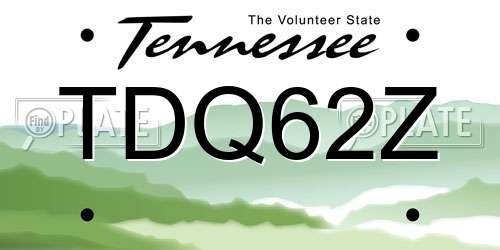TDQ62Z Tennessee License Plate