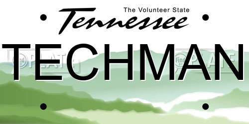TECHMAN Tennessee License Plate