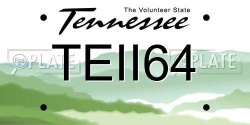 TEII64 Tennessee License Plate
