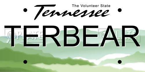 TERBEAR Tennessee License Plate