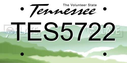 TES5722 Tennessee License Plate