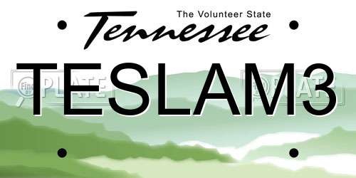 TESLAM3 Tennessee License Plate
