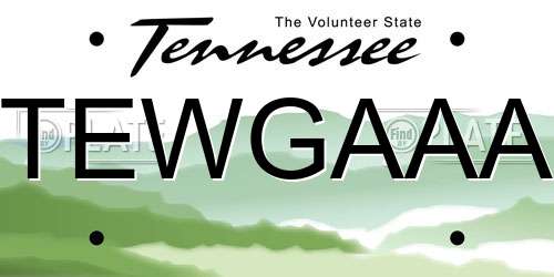 TEWGAAA Tennessee License Plate