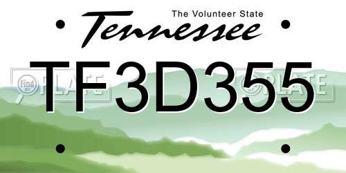 TF3D355 Tennessee License Plate