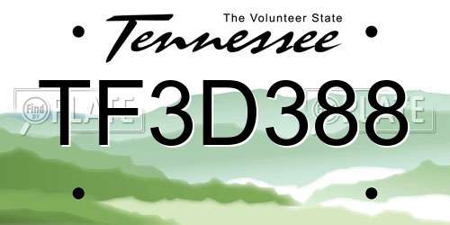TF3D388 Tennessee License Plate