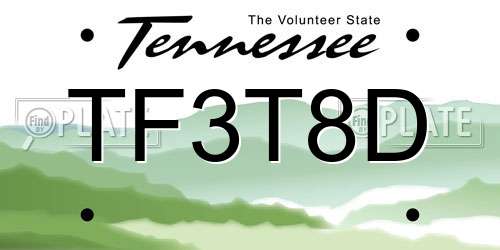 TF3T8D Tennessee License Plate