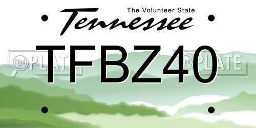TFBZ40 Tennessee License Plate
