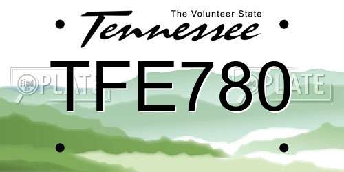TFE780 Tennessee License Plate