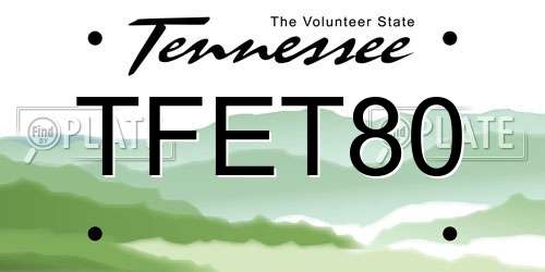 TFET80 Tennessee License Plate