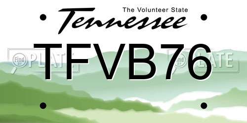 TFVB76 Tennessee License Plate