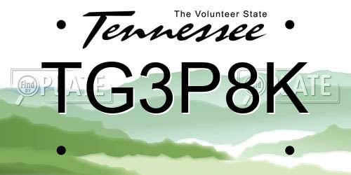 TG3P8K Tennessee License Plate
