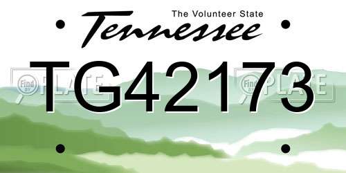 TG42173 Tennessee License Plate
