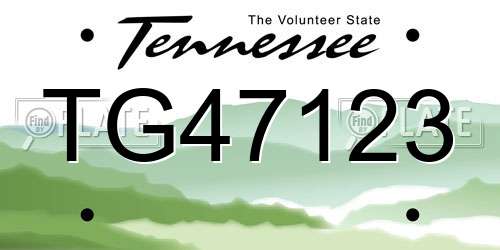 TG47123 Tennessee License Plate