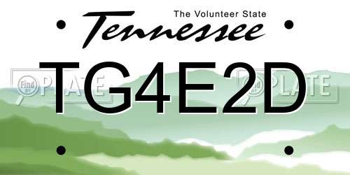 TG4E2D Tennessee License Plate