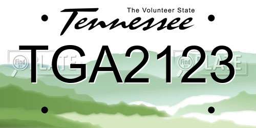 TGA2123 Tennessee License Plate
