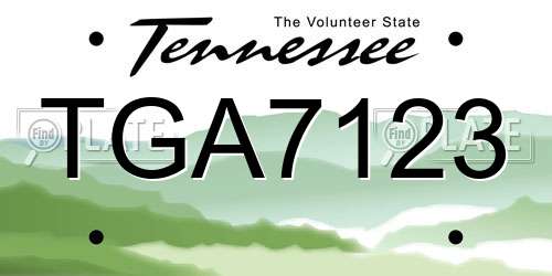 TGA7123 Tennessee License Plate
