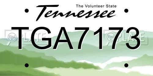TGA7173 Tennessee License Plate