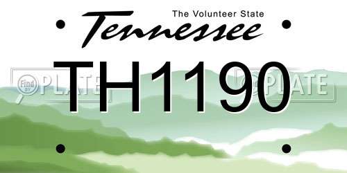TH1190 Tennessee License Plate