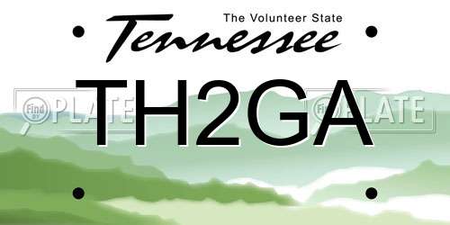 TH2GA Tennessee License Plate