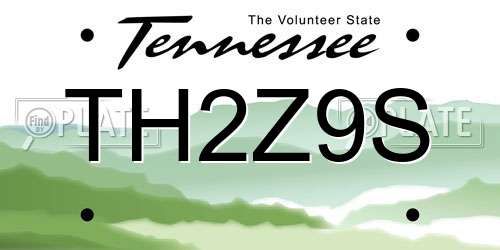 TH2Z9S Tennessee License Plate