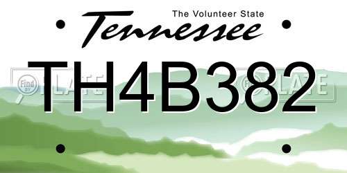 TH4B382 Tennessee License Plate