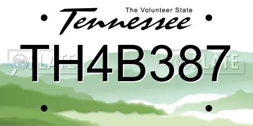 TH4B387 Tennessee License Plate