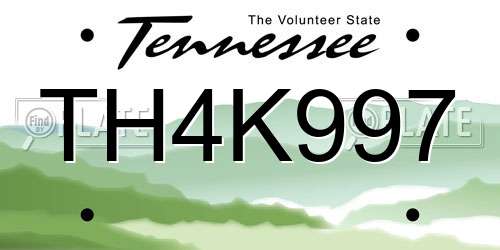 TH4K997 Tennessee License Plate