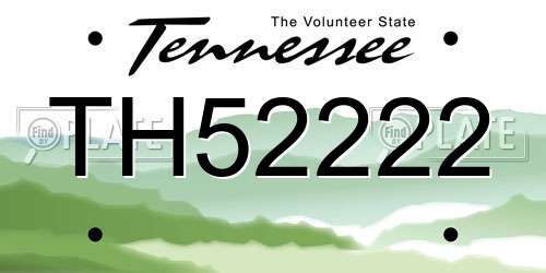 TH52222 Tennessee License Plate