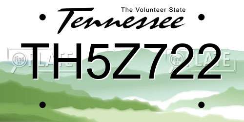 TH5Z722 Tennessee License Plate
