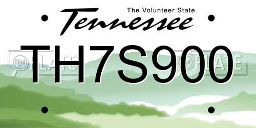 TH7S900 Tennessee License Plate