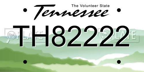 TH82222 Tennessee License Plate