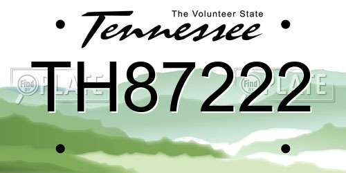 TH87222 Tennessee License Plate