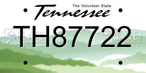 TH87722 Tennessee License Plate