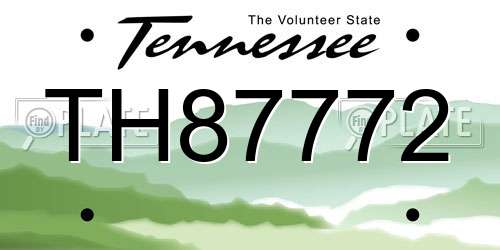 TH87772 Tennessee License Plate