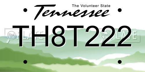 TH8T222 Tennessee License Plate