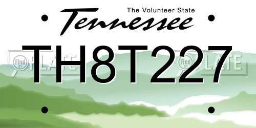TH8T227 Tennessee License Plate