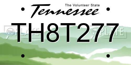 TH8T277 Tennessee License Plate