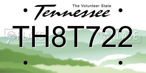 TH8T722 Tennessee License Plate