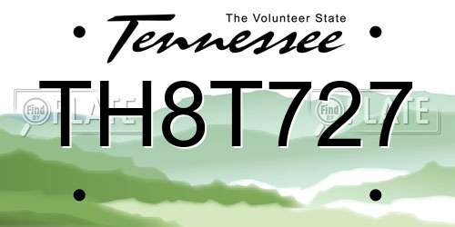 TH8T727 Tennessee License Plate