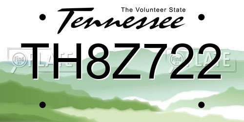 TH8Z722 Tennessee License Plate