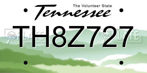 TH8Z727 Tennessee License Plate