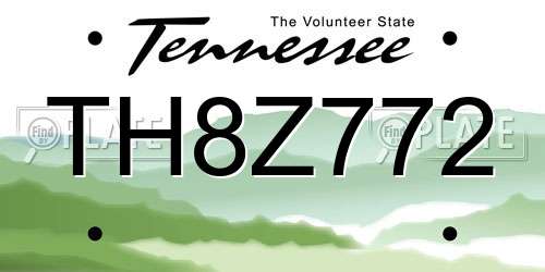 TH8Z772 Tennessee License Plate