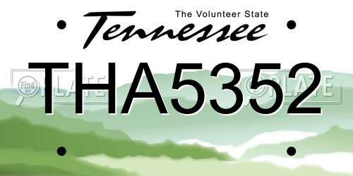 THA5352 Tennessee License Plate