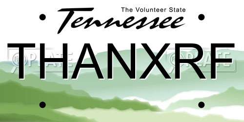 THANXRF Tennessee License Plate