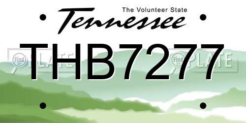THB7277 Tennessee License Plate