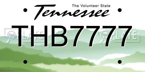 THB7777 Tennessee License Plate