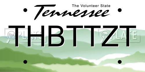 THBTTZT Tennessee License Plate